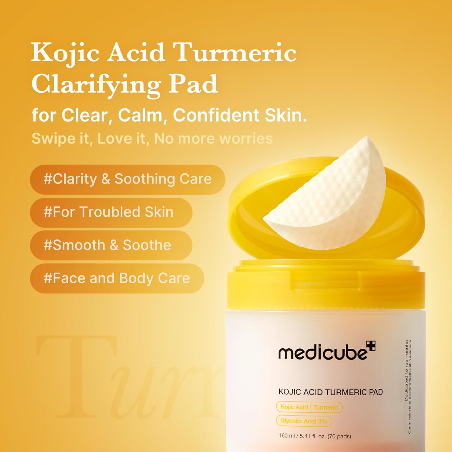 medicube toner pads kojic acid tumeric clarifying toner pad for troubled skin