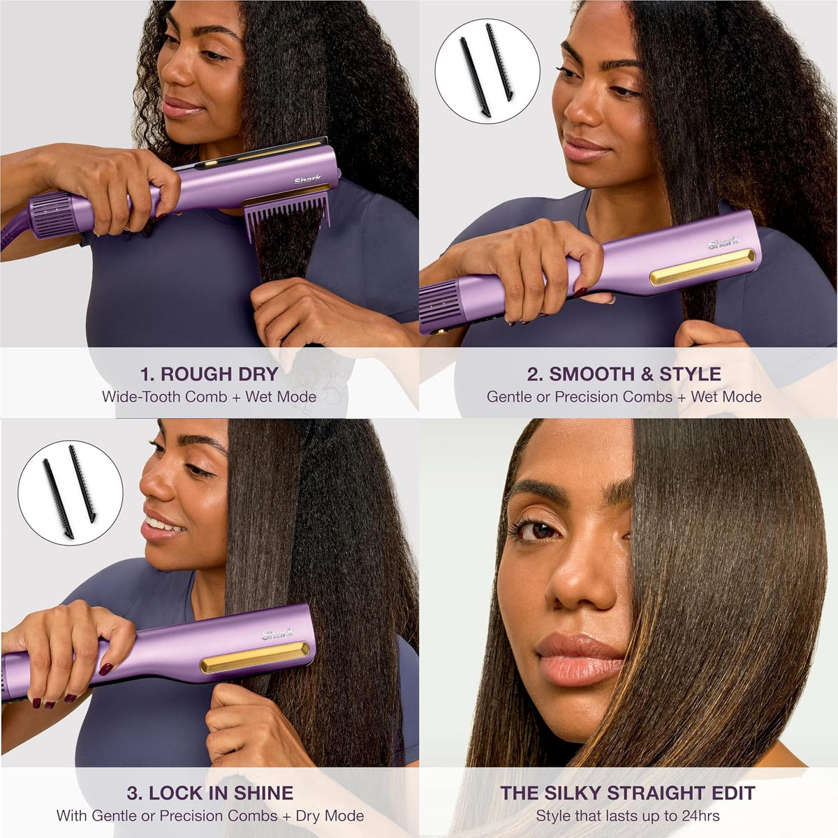 Shark SilkiPro™ Straight Wet-to-Dry Hair Straightener + Rapid Blow Dryer (HT400PK)
